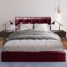 Imagem de Cabeceira Cama Box Cherie Suede Moderna 90 Bordo