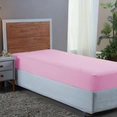 Imagem de Lençol de Solteiro Avulso Com Elástico Premium Micro Percal 400 Fios Liso Rosa
