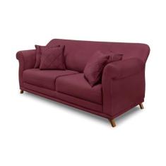 Imagem de Sofá 2 Lugares Pé de Madeira Julieta 160 cm Veludo Vinho S04 - D'Rossi