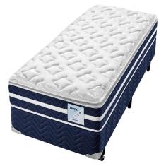 Imagem de Cama Box Solteiro Americanflex Nero + Colchão Solteiro Americanflex Nero Gel com Pillow Top e Molas Ensacadas 67x100x200 cm – Azul/Branco