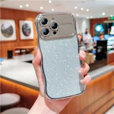Imagem de Galvanoplastia onda silicone para iphone 15 14 plus 13 12 11 pro max glitter pó macio à prova de choque capa de prevenção de queda, prateado, para iphone 13