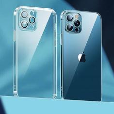 Imagem de Capa de telefone com revestimento de lente para iPhone 14 11 12 13 Pro Max Mini XS XR 7 8 14 Plus SE 2020 Capa de proteção de câmera de luxo, transparente, para iPhone 11 Pro