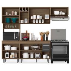 Imagem de Cozinha 4 Peças Ambiente com Balcão de Cozinha Barcelona Carvalho Grafite - Poliman