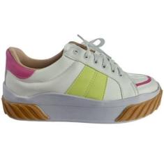 Imagem de Tênis Plataforma Branco Com Detalhes Coloridos - ULLY-Feminino