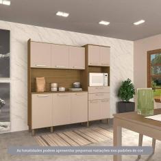 Imagem de Cozinha Compacta 10 Portas E 2 Gavetas Com Tampo Luciane Móveis Carvalho Cinnamon