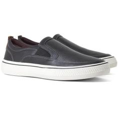 Imagem de Tênis Slip On Masculino Democrata Denim Fender Couro Elástico Conforto