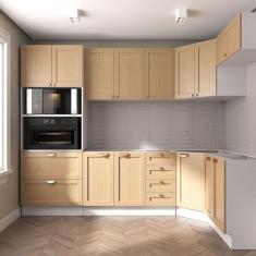 Imagem de Cozinha Modulada 7 Peças sem Tampo 1 Torre 3 Aéreos 3 Balcões Arizona Cabecasa Madeiramadeira Figueira