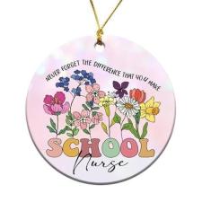 Imagem de MEDROC Enfeites de Natal de Enfermeira Escolar – 2024 Cerâmica 7,6 cm, Presentes de Apreciação da Semana de Enfermagem para Mulheres e Homens, Presente de Agradecimento para Aposentadoria Escolar