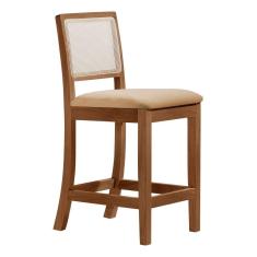 Imagem de Kit 2 Banquetas Altas Luxo em Tela Sextavadas Assento Estofado Linho Bege Rubi Madeira Maciça Imbuia