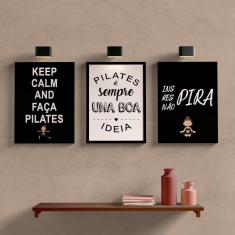 Imagem de Kit Quadros Decorativos Pilates A4 Moldura 