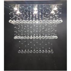 Imagem de Lustre De Cristal Para Sala De Estar/ Jantar Com 70Cm De Altura, Base De Inox Espelhado 70X20cm