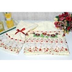 Imagem de Jogo de Toalhas Bordadas Rosto e Mão - Betânia