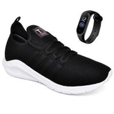 Imagem de Tênis Esportivo Para Academia Caminhada Corrida Confortável Unissex + Relógio-Unissex