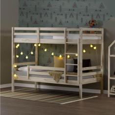 Imagem de Beliche Teen Play com Grade de Proteção em Madeira Maciça Casatema Marroml