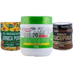Imagem de Kit Massageador Arnica Pura + 20 Ervas + Sucupira - Rhenuks