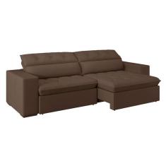 Imagem de Sofá 3 Lugares Retrátil e Reclinável com USB Jazz Molas Suede Chocolate 230 cm