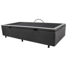 Imagem de Base Box Baú Para Cama Solteiro 88x188cm Liz S05 Suede Bordado Cinza -