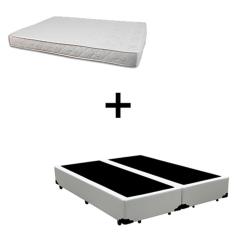 Imagem de Cama Box Casal 138 Bipartido Tecido Sintético Branco Com Colchão Roma 100% Espuma D45 Bege 54x138x188
