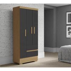 Imagem de Roupeiro Coimbra 3 Portas 2 Gavetas Atacama Grafite - Aramóveis
