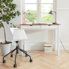 Imagem de Escrivaninha Pequena de Madeira 100cm Coleção Gava Branco/ Marrom