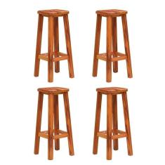 Imagem de Kit 4 Banquetas Alta Sem Encosto Madeira Maciça