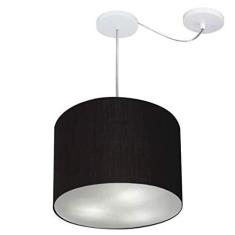 Imagem de Lustre Pendente Cilíndrico Com Desvio de Centro Vivare Md-4258 Cúpula em Tecido 40x30cm - Bivolt