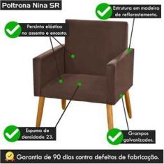 Imagem de Poltrona Decorativa Nina para Escritório Suede Marrom Claro