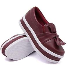 Imagem de Tenis Slip On Feminino Liso Detalhe Nó sem Cadarço com Sola Alta Reta