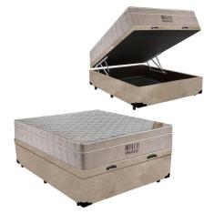 Imagem de Cama Box Ba  Casal Colch o Molas Ortobom 69x138x188 Bege