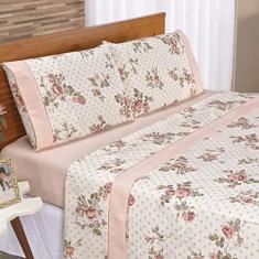 Imagem de Jogo de Lençol Padrão Magnata 4 Peças - Floral Salmão
