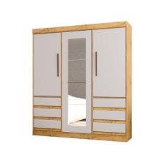 Imagem de Guarda-Roupa Casal Com Espelho 3 Portas 6 Gavetas Araplac Maiami