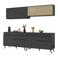 Imagem de Armário de Cozinha Compacta 240cm Veneza Multimóveis V3696 Preto