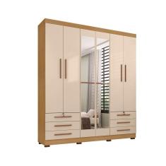Imagem de Guarda Roupa De Casal 6 Portas E 6 Gavetas Com Espelho Durham Malbec