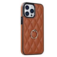Imagem de Capa de telefone anel leve para iPhone 14 13 Mini 12 11 X XS XR Max SE 2022 8 7 6 6S Capa de couro, marrom, para iPhone 13 Pro