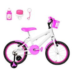 Imagem de Bicicleta Infantil Feminina Aro 16 Alumínio Colorido + Kit Passeio - F