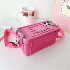 Imagem de Capa de celular 2 em 1 Candy Color Skin Feel com cordão para iPhone 11 12 13 14 15 Pro Max Plus, capa de caixa de armazenamento, rosa, para iPhone 15