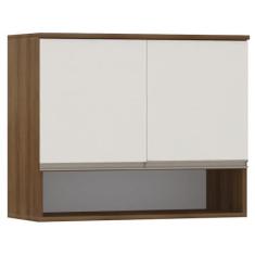 Imagem de Armário de Cozinha Com Nicho 2 Portas Duplo Aéreo Módulo Suspenso Areia/Madeirado Diana Luciane