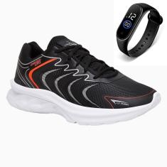 Imagem de Tênis Masculino Esporte Cadarço Academia Caminhada Corrida Dia a Dia + Relógio-Masculino