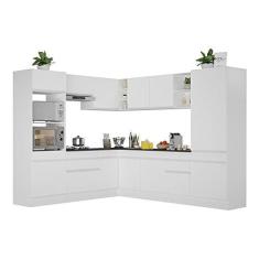 Imagem de Armário de Cozinha Completa de Canto com Rodapé Veneza Multimóveis V2081 Branco