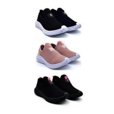 Imagem de Kit 3 Tênis Corrida Feminino Esportivo Ultraleve Academia Caminhada-Feminino
