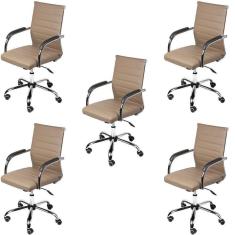 Imagem de Kit 5 Cadeiras para Escritório Diretor Esteirinha Florença 3322 Or Design Caramelo