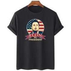 Imagem de Camiseta feminina algodao Elon Musk Para Presidente Banner