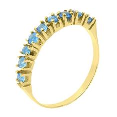 Imagem de Lindo anel com 9 pedras de Apatita, anel 16,50 mm, peso 1,6 gramas de ouro 18k