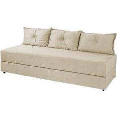 Imagem de Sofá Cama Bicama 3 Lugares Casal Sofanete Suede Bege