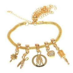 Imagem de Pulseira Berloque Beleza Moda Cabeleireira Folheado 18k