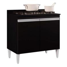 Imagem de Balcão Para Cooktop 2S Brenda Preto 80Cm