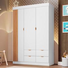 Imagem de Guarda Roupa Roupeiro 03 Portas 04 Gavetas Ayla Branco Acetinado Phoenix Baby