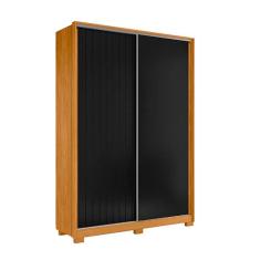 Imagem de Guarda Roupa Com 2 Porta De Correr E 3 Gavetas Sem Espelho Em Carvalho Com Preto Carvalho Com Preto