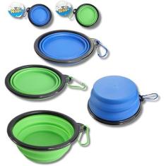 Imagem de Tigela Comedouro Bebedouro Silicone Retrátil (Azul)