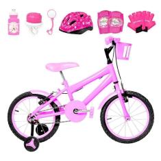 Imagem de Bicicleta Infantil Aro 16 Alumínio Kit Proteção Rosa